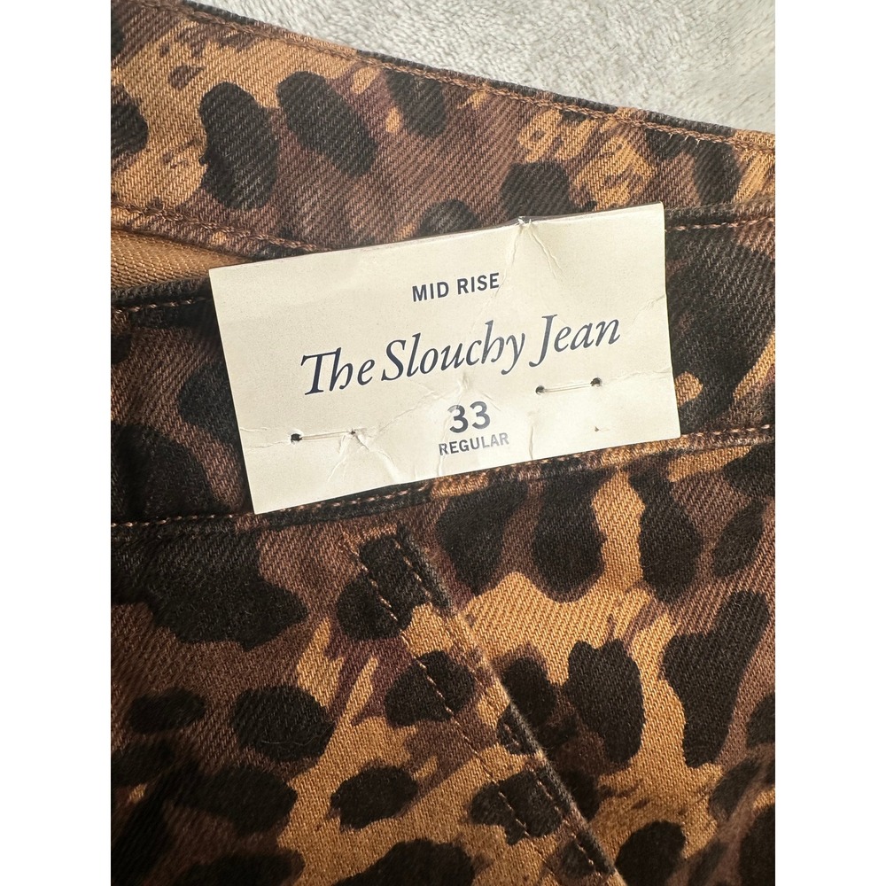 NEW Abercrombie Fitch Slouchy Jeans Womens 33 Brown Leopard Print Mid Rise Denim - Picture 6 of 12